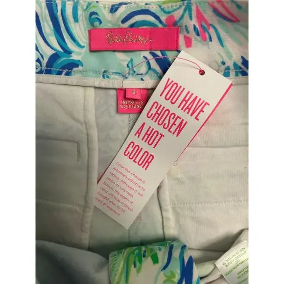 NWT Lilly Pulitzer Coastal Blue Lion Around Stretch Knit Shorts w/ Pockets Sz 4 - Picture 5 of 15